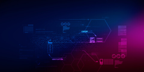 Obraz premium 2d illustration Abstract futuristic electronic circuit technology background