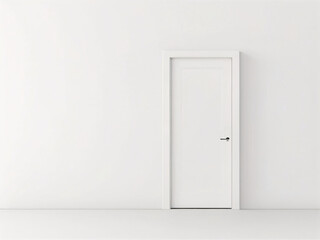 White door mock up isolated on white background, copy space