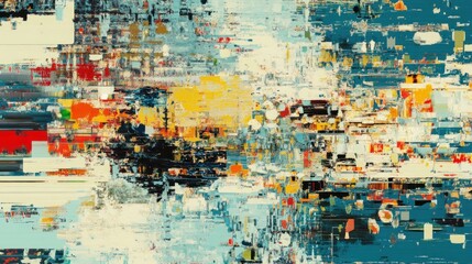 Fototapeta premium Abstract digital art, glitch texture, vibrant colors, background noise, website design