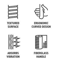 Hand tool bold icons set - Ergonomic, Textured surface, Fiberglass, Absorbs vibration