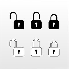 Unlock and Lock Icons Set