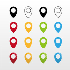 Colorful Map Pin Icons Set