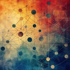Abstract network nodes, connection lines, textured background, digital art, website header