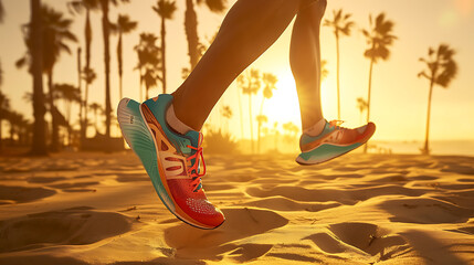 Beach Running at Sunset