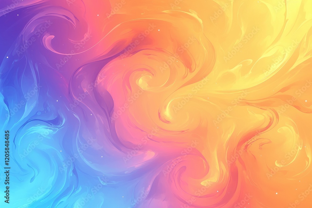 Poster abstract swirling vibrant color gradient background with smooth texture and subtle sparkle.