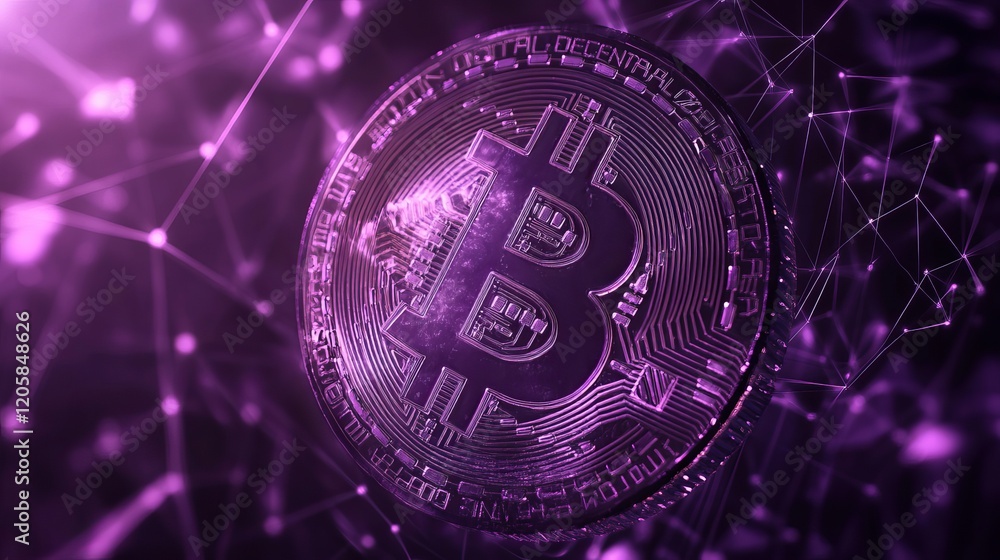 Poster abstract futuristic bitcoin network background