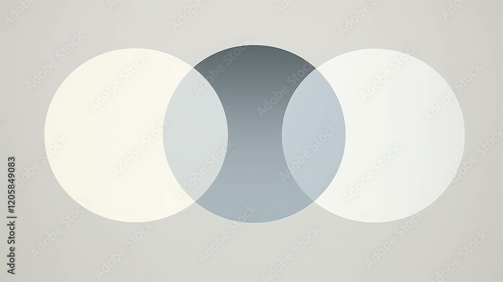 Aufkleber minimal geometric design featuring three overlapping circles in soft tones and gradients