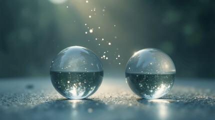 Two Illuminated Glass Spheres Symbolizing Connection