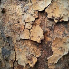 Fototapeta premium Cracked tree bark texture, close-up, outdoors, blurred background, design