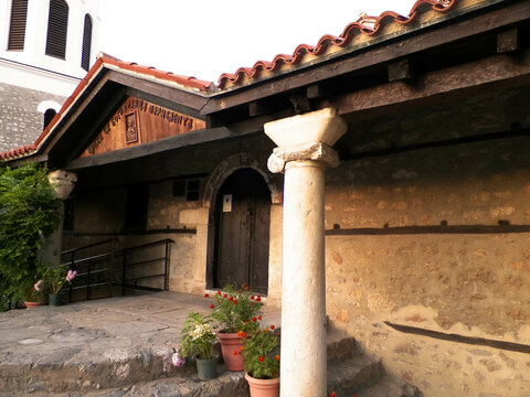 Ancient lonic column. Ochrid City, Macedonia.