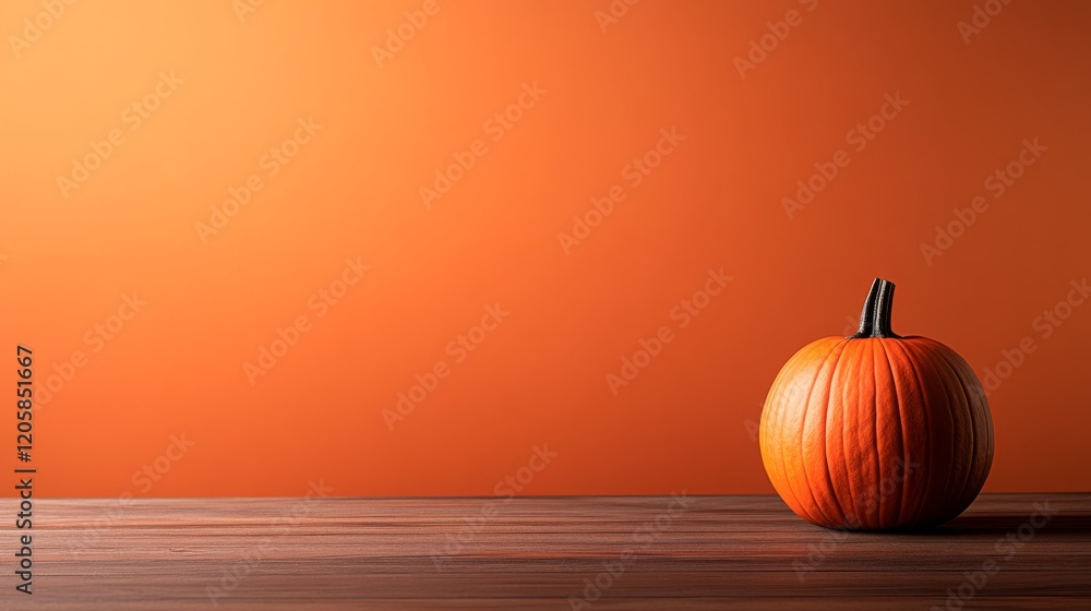 Poster a glowing halloween pumpkin with a mischievous expression is centered against a gradient orange back
