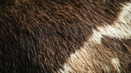 Close-up brown and white animal fur texture outdoors, sunlight background, textile design