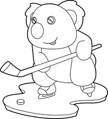 Koala Ice hockey Ice hockey stick Animal Vector Graphic Art Illustration