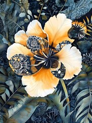 Vibrant Tropical Floral Blooms in Lush Green Foliage from Indonesia