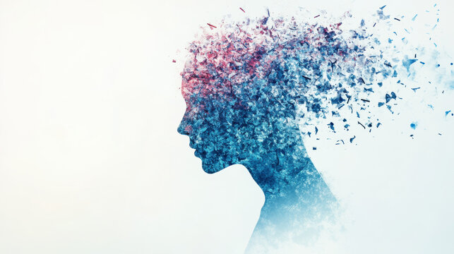 Adjustment disorder, Adjustment disorder concept image featuring chaos, high fidelity, and a specific artistic style, suitable for stock image use and psychological themes.