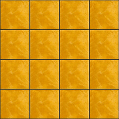 Patterned Yellow Tiles Forming a Bright Geometric Background Layout. Seamless Pattern.