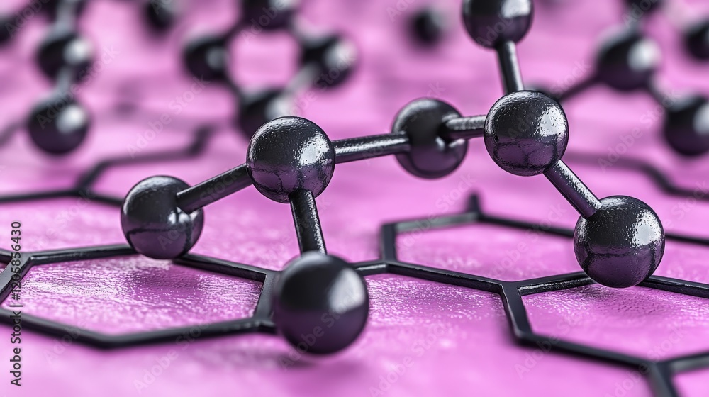 Poster microscopic molecular structures: a 3d rendering of intricate atomic bonds and geometric patterns on