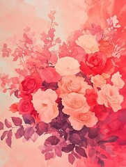 Blooming Floral Bouquet with Vibrant Pink and Red Roses against Soft Background