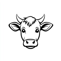 Cow head illustration, farm animal, agriculture, white background, dairy