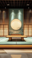 there is a large painting on the wall of a room