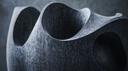 Abstract stone sculpture, textured, studio, dark background, design