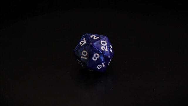 D20 Dice isolated 360 rotation black background Fantasy RPG
