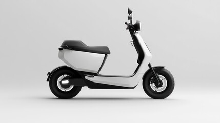 White electric scooter studio shot, minimalist background, transportation