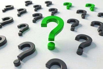Intriguing Green Question Mark Amidst Gray Queries