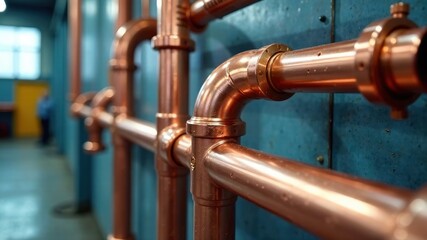 Industrial Copper Pipe Installation Montage - Factory Plumbing