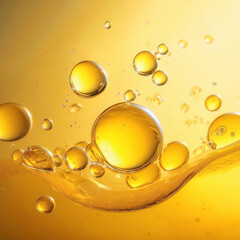 Cooking oil, cooking background, yellow oil drops and water for background