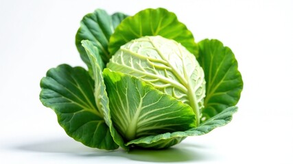 Fototapeta premium Fresh White Cabbage Head in Organic Garden - High Resolution