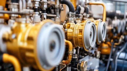 Fototapeta premium Industrial engine close-up, factory, machinery, maintenance