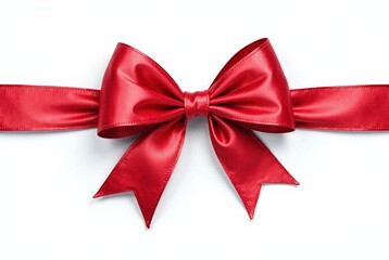 Fototapeta premium Festive Red Ribbon Bow Watercolor AI Art