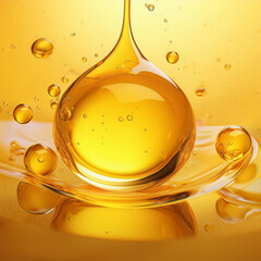 Cooking oil, cooking background, yellow oil drops and water for background