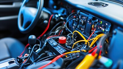 Car Interior, Wiring, Repair, Dashboard, Cables, Junction Box,  Roadside Assistance, Blurred Background, Automotive