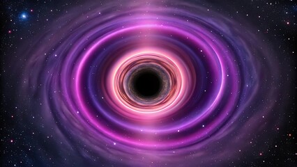 Naklejka premium Space, black hole, cosmic vortex, swirling nebula, vibrant purple and pink colors, starry background 