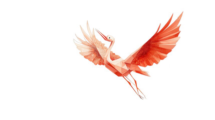 Qingming Festival design of a delicate paper crane, symbolizing peace and remembrance, isolated on white, PNG file.