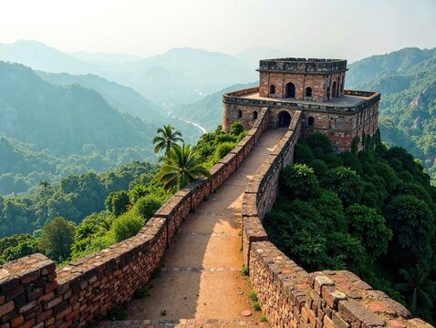 17th Century Dindigul Hill Fort, Tamil Nadu, India - July 13, 2018