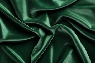 Obraz premium Luxurious Green Satin Fabric with Elegant Folds and Silky Texture