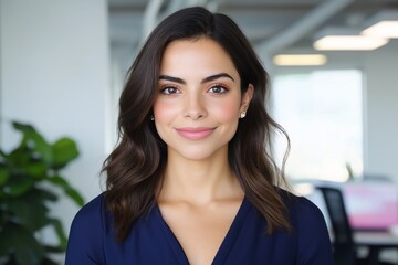 Fototapeta premium Professional Businesswoman Smiling in Modern Office Setting