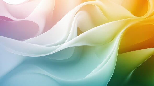 Abstract background with light green, orange, beige, pink waves. airy light gradient background blur	