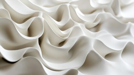 Abstract white waves texture, 3D render, design background, website banner