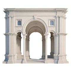 Naklejka premium Elegant stone archway architectural design with columns and arched windows a grand