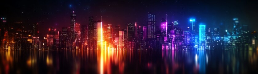 Fototapeta premium Vibrant cityscape at night