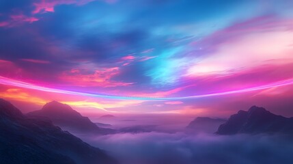 Vibrant fantasy landscape with colorful sky