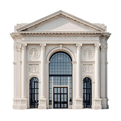Naklejka premium Elegant stone archway architectural design with columns and arched windows a grand