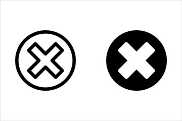 Cross Sign Symbol. Check Icon Black and White Color. Cross sign icon for apps and