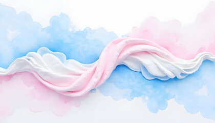 Soft pastel illustration of two intertwining clouds in the sky