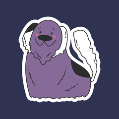Dog pet puppy cute sticker character doodle line style concept. Vector flat graphic design illustration