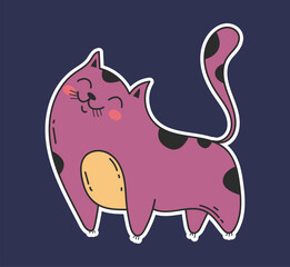 Cute cat sticker concept. Vector flat graphic design element concept illustration